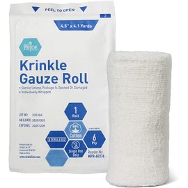 Medpride Sterile Krinkle Gauze Rolls [6 Rolls]- Cotton Wound Dressing Sterile Wraps – 6-Ply Highly Absorbent First Aid Gauzes - Medical Individually Wrapped Mesh Bandage Gauzes - 4.5'' x 4.1 Yards