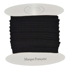 designers-factory Cotton flanged insert piping cord - available in several colours - Flanged piping cord for cushions (Black, By 5 meters)