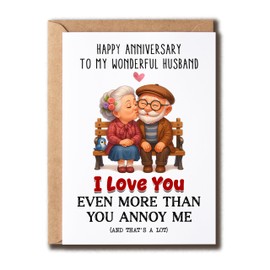 MWS9xDesigns I Love You More Than You Annoy Me - Husband Anniversary Card - Funny Romantic - Couples Humor - For Wonderful Husband - Anniversary
