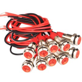 KILIGEN 10pcs 6mm 110V-220VAC LED Waterproof Indicator Light Pilot Light Signal Indicator(Red)