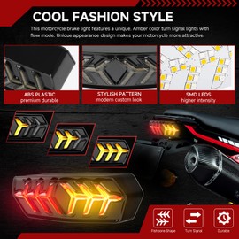 DREAMIZER LED Brake Tail Light with Turn Signals Sequential Led Motorcyle Taillight Compatible with Honda Grom MSX125 CBR650 CB650F CTX700N - Smoked Lens