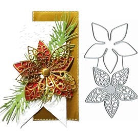 2pcs Hollow Flower Metal Die Cuts,Christmas Lace Flower Leaf Cutting Dies Cut Stencils for DIY Invitation Card Scrapbooking Album Decorative Embossing Paper Dies Card Making