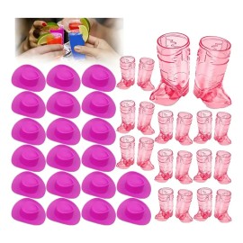 40pcs Vasitos Botas Vaqueras Con Sombrero 1 Oz Para Fiesta