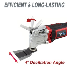NEWONE Oscillating Tool 4 Amp Oscillating Multi-Tool Kit with 4° Oscillation Angle,6 Variable Speed with 5-piece Electric Multitool Blades (Red Black)