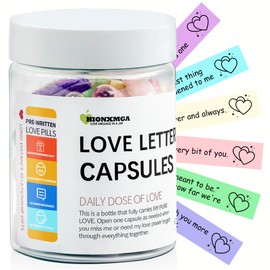 HIONXMGA Long Distance Relationship Gifts - (60PCS) Pre-Written Love Message Capsules In A Plastic Bottle Cute Gifts for Him Her Boyfriend Girlfriend Anniversary Birthday Valentines Day Gifts