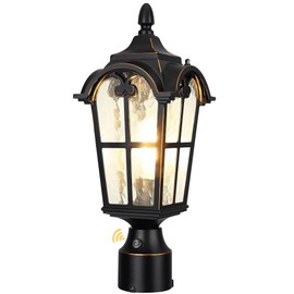 Slypadan Dusk to Dawn Outdoor Post Lights,Black Waterproof Lamp Post Light Fixture, Aluminum Lamp Posts Outdoor Lighting Pole Lantern for Outside Yard Patio Pathway Garden Deck, Hard Wired