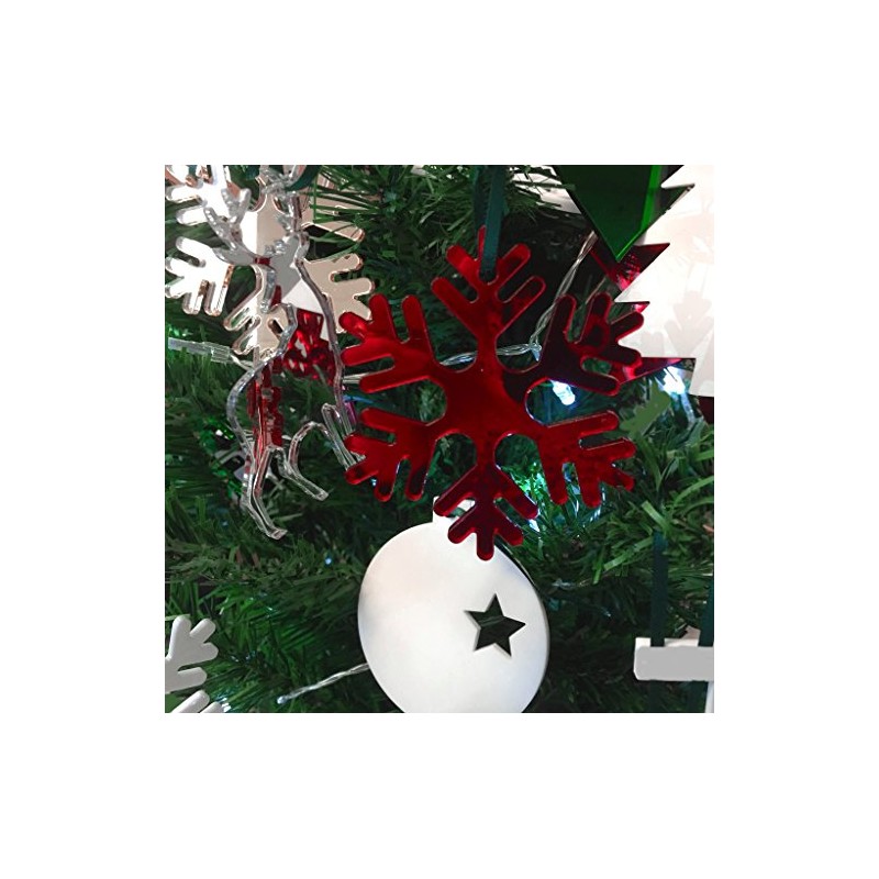 Mirrored Red Star of David Christmas Tree Decoration - Pack