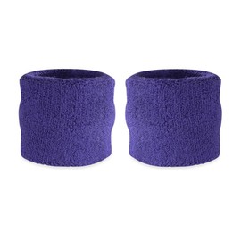 Suddora Kids Wrist Sweatband Also Available in Neon Colors - Athletic Cotton Terry Cloth Wristband for Sports (Pair) (Purple)