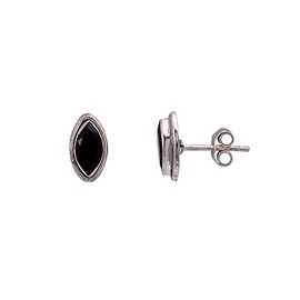 Universe Kart 925 Sterling Silver Earring Studs with Gemstone for Women Black Spinel Marquise Stone, 7 x 4 mm