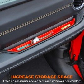 Savadicar - Bandeja para barra de agarre compatible con Jeep Wrangler (JL) y Gladiator (JT), organizador de almacenamiento del lado del pasajero, accesorios interiores, rojo