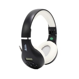 THINGS AUDIO Portable Personal FM Radio Headphones Pull-Out Antenna for Great Reception, Walking, Jogging, Relaxing, School, Talk Radio - Powered by 2AA Batteries (Not Included) (Black & White)