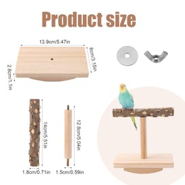 Wood Bird Perch Stand, Wooden Bird Playground Enrichment Toys Removable Parrot Perch Platform Playstand Bird Cage Accessories for Pet Birds Parakeets Cockatiels Conure Budgie Lovebird
