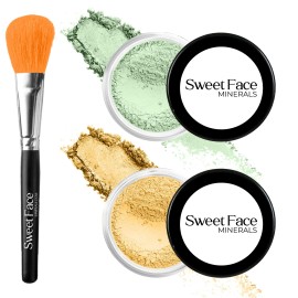 Sweet Face Minerals Green & Yellow Corrector Kit with Brush