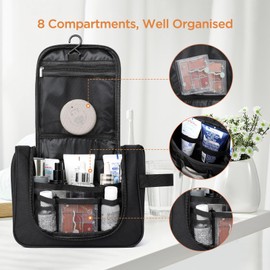 Cozary Toiletry Bag Travel for Women, Men & Children, Hanging Toiletry Bag, Cosmetic Bag, Large with Double Zip Opening, black, Cosmetic bag