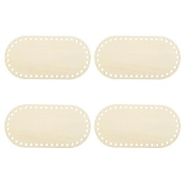MECCANIXITY 4Pcs Wooden Basket Bottom, 3.94x7.87" Oval Blank Natural Wood Base Solid Crochet Basket for DIY Craft Weaving Making Supplies Home Decor