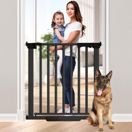 Amibud 41" Extra Tall Baby Gate for Big Dog No Jumping Over, 30-32.6" Wide Pet Safety Gate Indoor for Doorways No Drilling,Auto Close Child Puppy Gates for Stairways Pressure Mounted (Black)