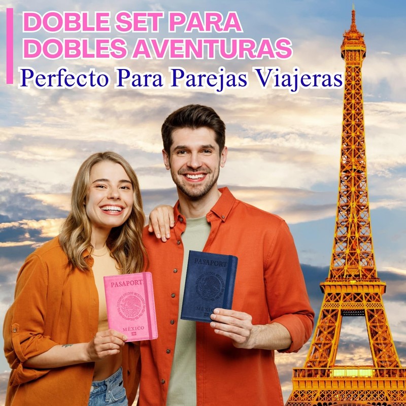 2 Pack Porta Pasaporte y Visa Mexicano para 2 Personas