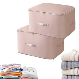 2PCS Ultra Space Saving Self Compression Organizer,Dustproof And Moisture-Proof Compression Storage Bag For King/Queen Comforters, Pillows, Bedding/Quilt, Blanket, Duvet (Pink-XL)