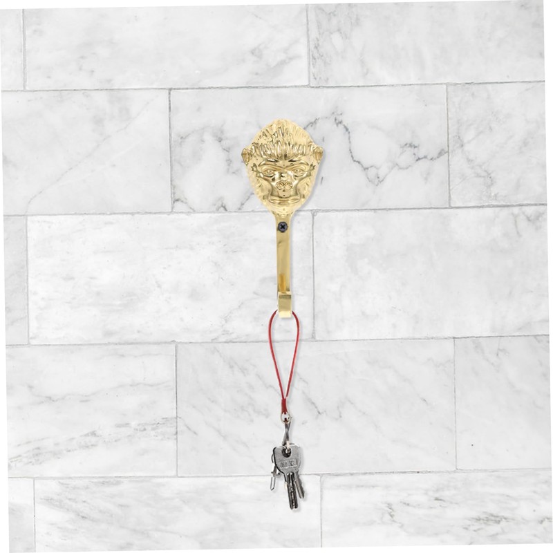 VILLFUL Golden Brass Gorilla Head Wall Hook Playful Animal Coat