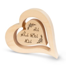 sagl.tirol Pine Heart with Floating Inner Heart and Engraving, 20 cm