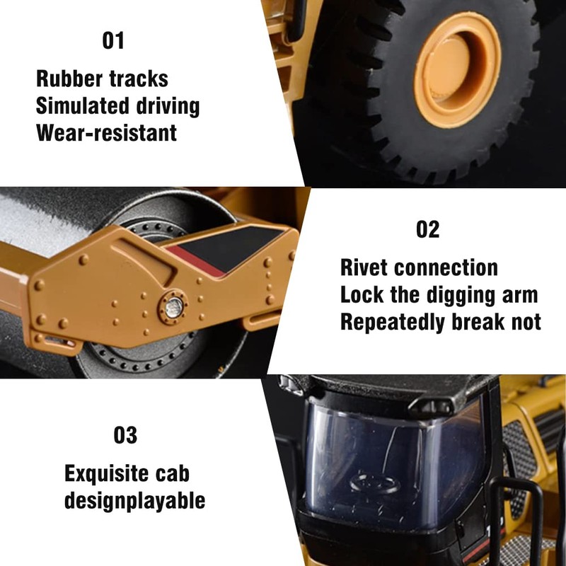 Dilwe Bulldozer Roller Train Toy, Road Roller Model, Alloy Road