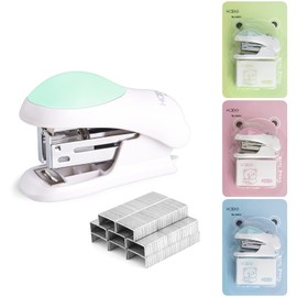 NEBURORA Mini Effortless Desktop Staplers with 400 Standard 26/6 Staples, 2-24 Sheet Capacity, Includes Built-in Staple Remover, Cute Stapler Gift for Student and Office Use, 3 Colors Options (Green)