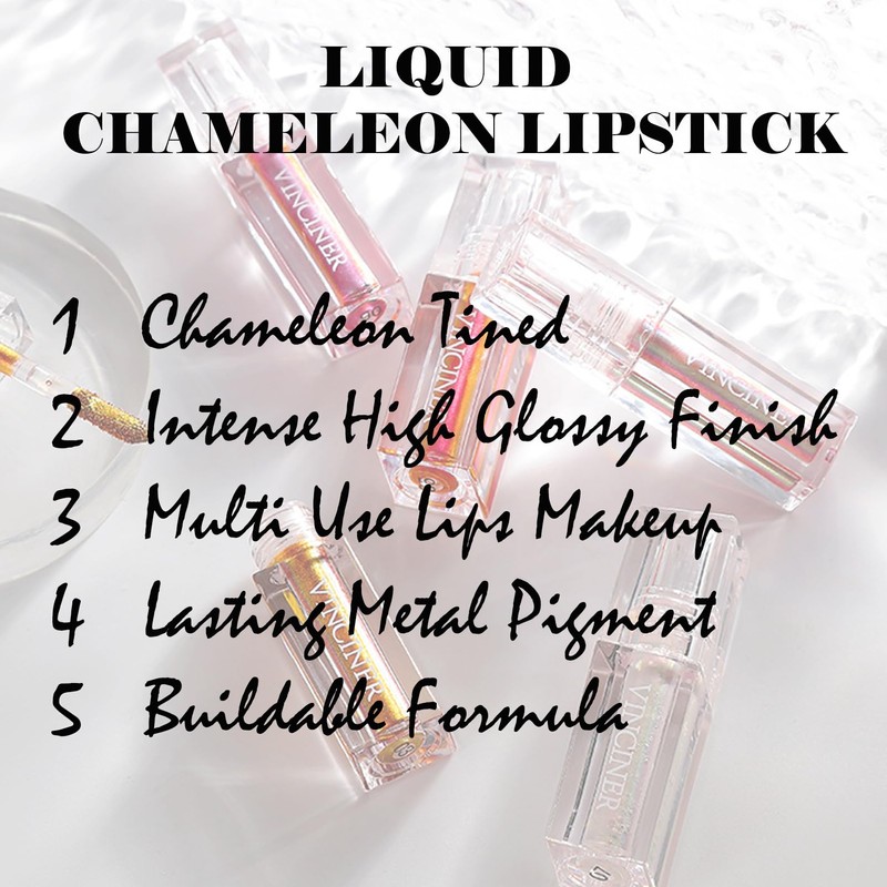 HERBENJOY Metallic Lipstick Glitter Chameleon Lipgloss, Multichrome Tinted Lip Gloss