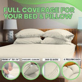 Sacred Thread 6 PC Rayon Derived from Bamboo Bed Sheets Set, Vegan, Cooling, and Organic Bedding for Home and Hotels, +50 Vibrant Colors for Cooling Bed Sheets