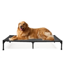 KMFYZYE XL Elevated Dog Bed Outdoor, Cooling Raised Dogs Cot with Breathable Mesh & Anti-Slip Feet, Lifted Dog Beds with Frame, High Pet Hammock (XL, Black)