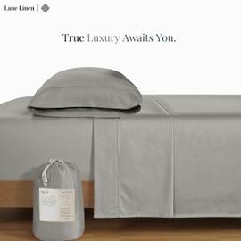 Lane Linen Twin XL Bed Sheets Set - 600 Thread Count Twin XL Sheets Set - 100% Cotton Sheets Twin XL Size Bed Set - Cotton Bed Sheet Set - Sateen Weave Hotel Sheets - Luxury Twin XL Sheet Set - Silver
