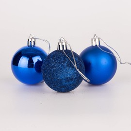 60mm/6Pcs Christmas Baubles Shatterproof Blue, Christmas Tree Decorations Ball Ornaments Balls Xmas Hanging Decorations Holiday Decor - Shiny,Matte,Glitter