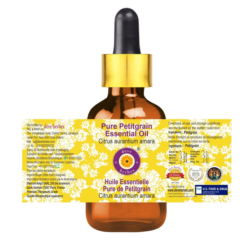Deve Herbes Pure Petitgrain Essential Oil (Citrus aurantium amara) with