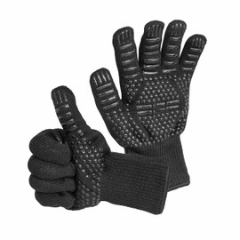 FENNEK Premium Barbecue Gloves, Heat Resistant up to 500 Degrees, with Forearm Protection, for Grilling, Baking, Cooking, BBQ, Campfire, 1 Pair - One Size