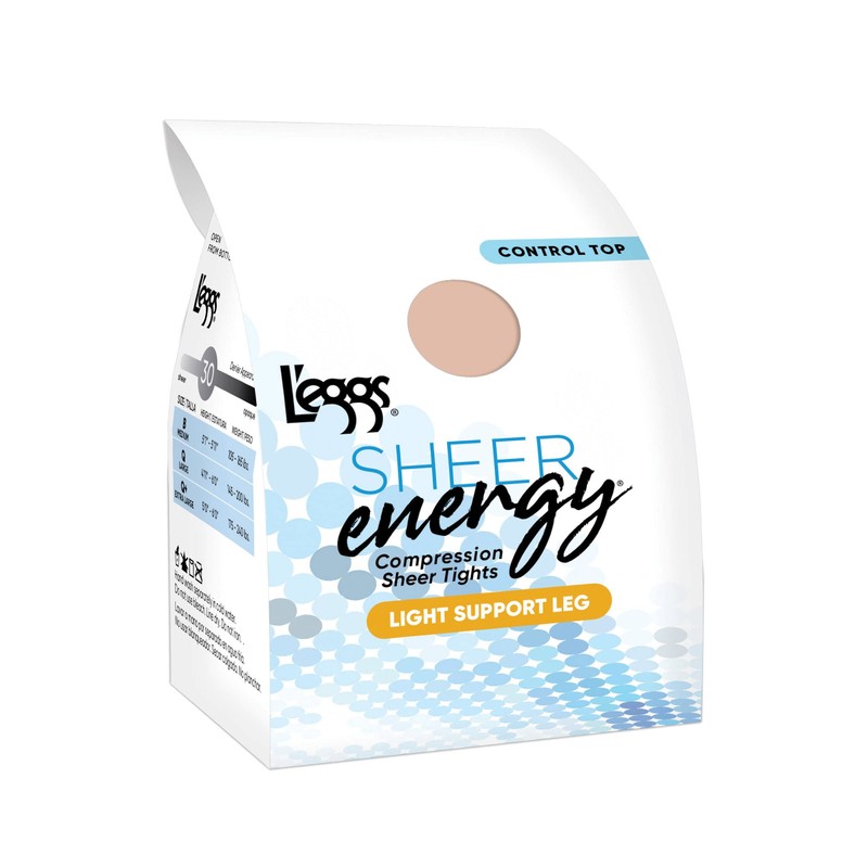 Leggs Womens Sheer Energy Light Support Control Top Sheer Toe,