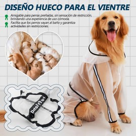 KFBGKKF Impermeable para Perro, Chaqueta de Lluvia Ajustable para Perro con Capucha Transparente de Doble Capa para Perros Grandes, medianos y pequeños (4XL)