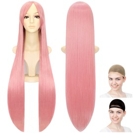 CaseEden Super Long Straight Wig Net Set of 2 Costume Accessories Icicle Pink 100cm