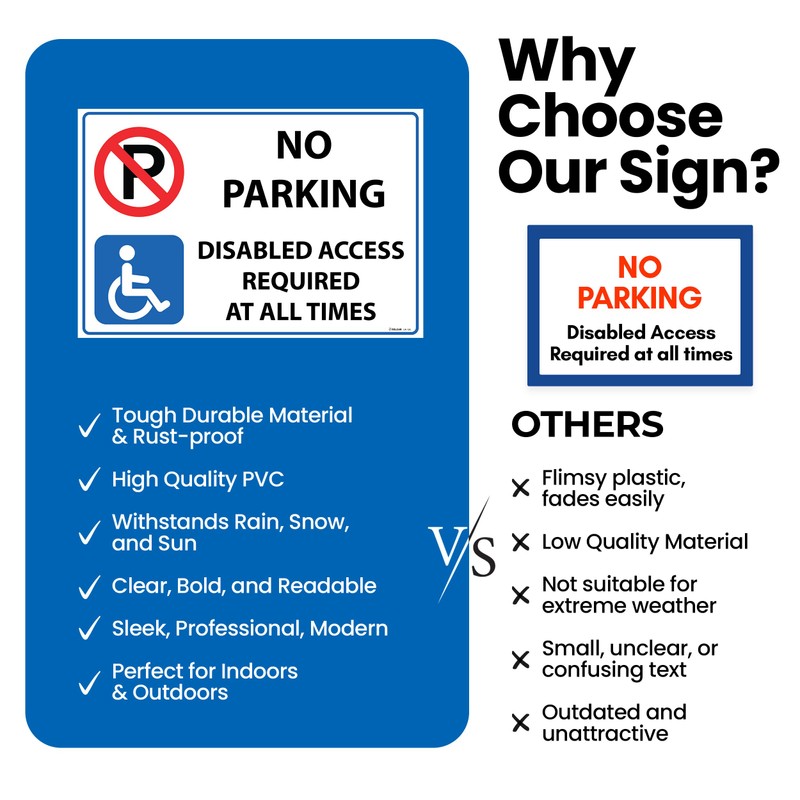 RDLCAR Disabled Parking Sign 1mm PVC No Parking Sign 200