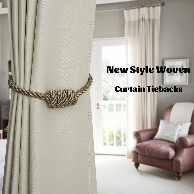 BEL AVENIR Magnetic Curtain Tiebacks, Decorative Drapery Holdbacks Modern Woven