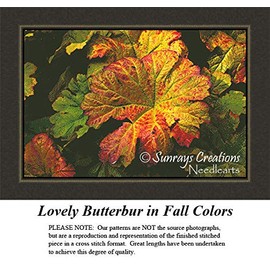 Sunrays Creations Flower Cross Stitch Pattern | Lovely Butterbur in Fall Colors