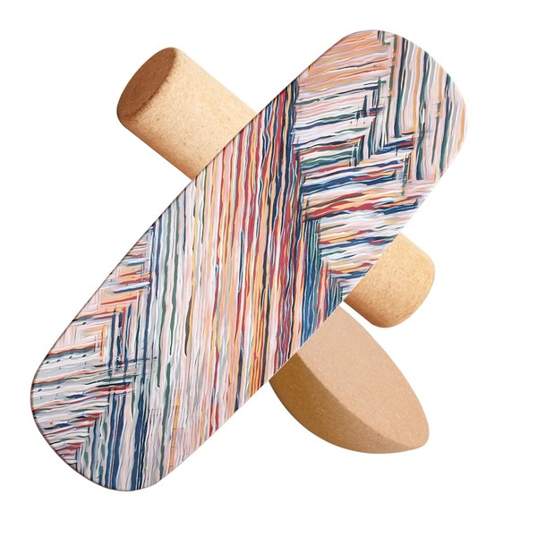 Wooden Balance Board with Cork Roller, 31.5 x 11.8 inch