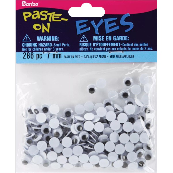 Darice 286-Piece Round Paste on Eyes, 7mm, Googly Wiggle Eyes