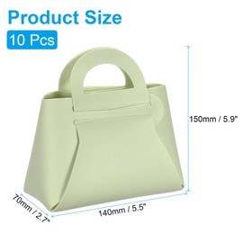 uxcell 10Pcs PU Leather Green Gift Boxes with Handles, 6 x 3 x 6 Party Favor Bag with Ribbon Reusable Candy Gift Boxes for Weddings Bridal Baptisms Party Decoration