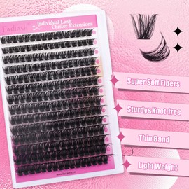 Cluster Lashes 8-16mm Lash Clusters 100 D Lash Extension Clusters Individual Lashes Soft DIY Eyelash Extensions Mixed Tray Eyelash Clusters Natural Look (100D-0.07D, 8-16mm)