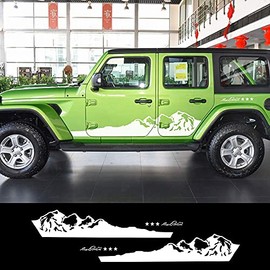 Calcomanías para Coche 2 Uds Montaña Todoterreno Auto Decoración del Cuerpo Pegatinas Coche Puerta Lateral Gráfico Vinilo Calcomanías para Jeep Wrangler Tj Rubicon