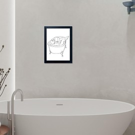 Black and White Bathroom Wall Art Reading Girl in Bathtub Minimalism Bathroom Decor Canvas Paintings Funny Modern Prints Pictures