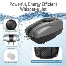 FUMAK All-in-One Pond Aerator for Outdoor Ponds up to 1000 Gallons, Flow Adjustable Pond Air Pump Aeration Kit with Airline Tubing Air Stones Check Valves