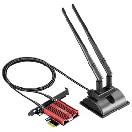 GLOTRENDS WiFi 6E PCIe Card con antena de extensión de 2 metros para PC de sobremesa, chip Intel AX210, 802.11ax, Bluetooth 5.3, compatible con Windows 11/10/Linux, compatible con placa base Intel/AMD