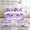 AILONEN Purple Floral Axolotl Duvet Cover Set Twin,Cute Cartoon Lavender