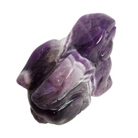 Loveliome Natural Amethyst Rabbit Statue, 2 Inches Pocket Carved Crystals and Healing Stones Figurines Collectibles Decor