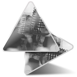 2 x Triangle Stickers 10cm - BW - Microphone Singer Band Laptop Tablet Luggage Scrapbook #37414